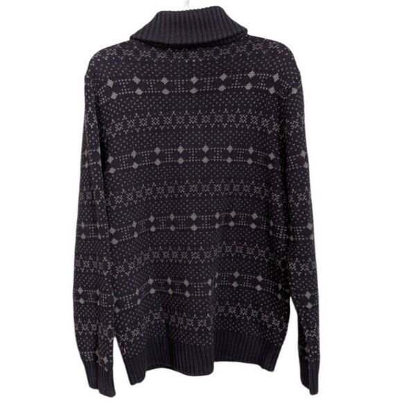 NEW LEVIS Nevy Gray Thick Sweater Men’s Size Large Varsity Collar Winter Pattern - Picture 5 of 6